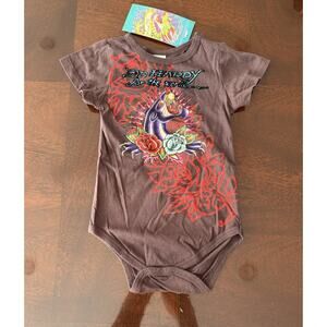 Ed Hardy Vintage 9/12 Months Romper Love Is Mystery Panther Roses